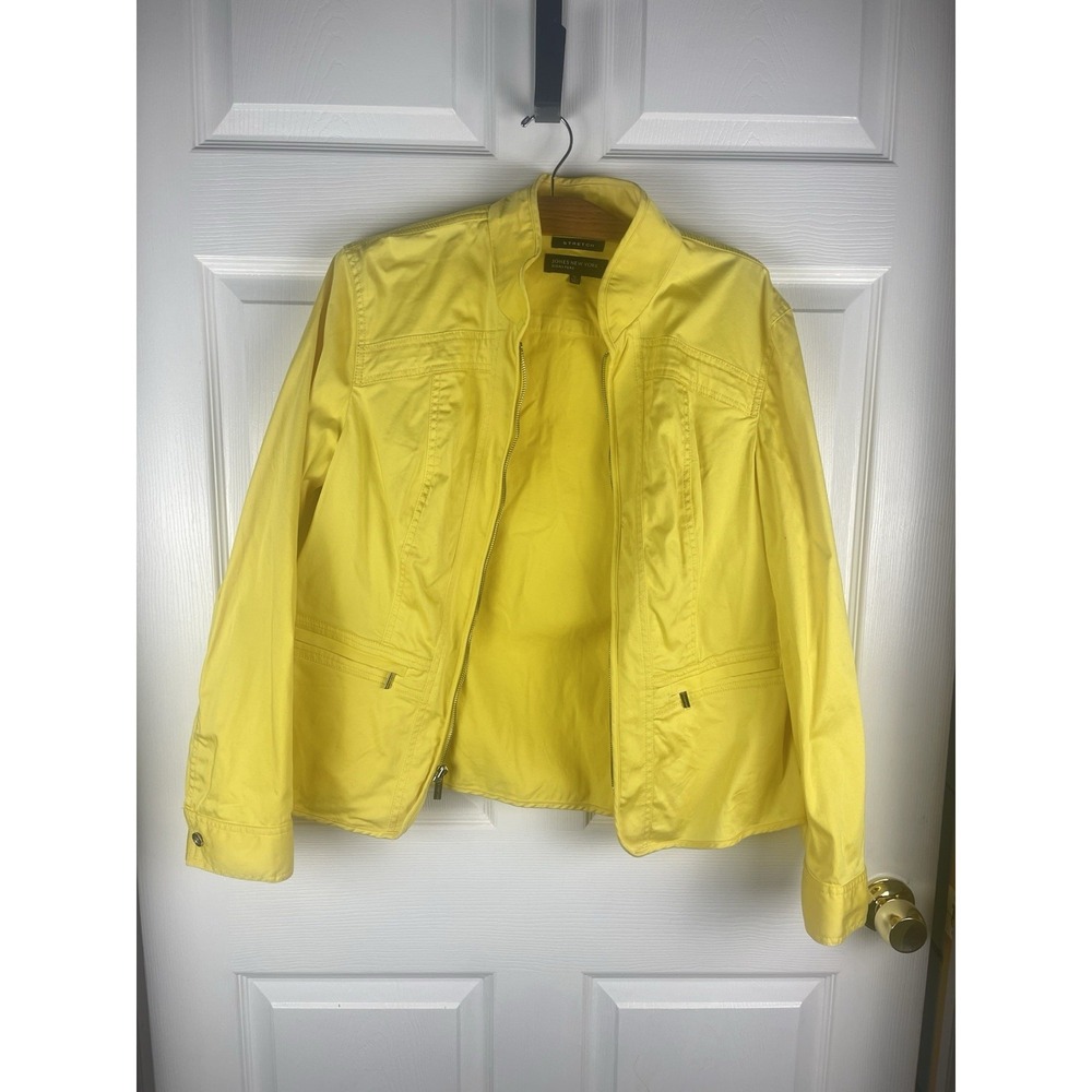 Jones New York Signature Yellow Zip Jacket Womens XL Stretch Lightweight Blazer - Picture 2 of 9
